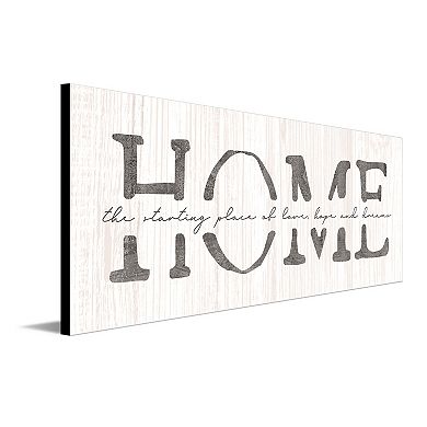 Personal-Prints "HOME" Whitewash Wood Block Mount Wall Art