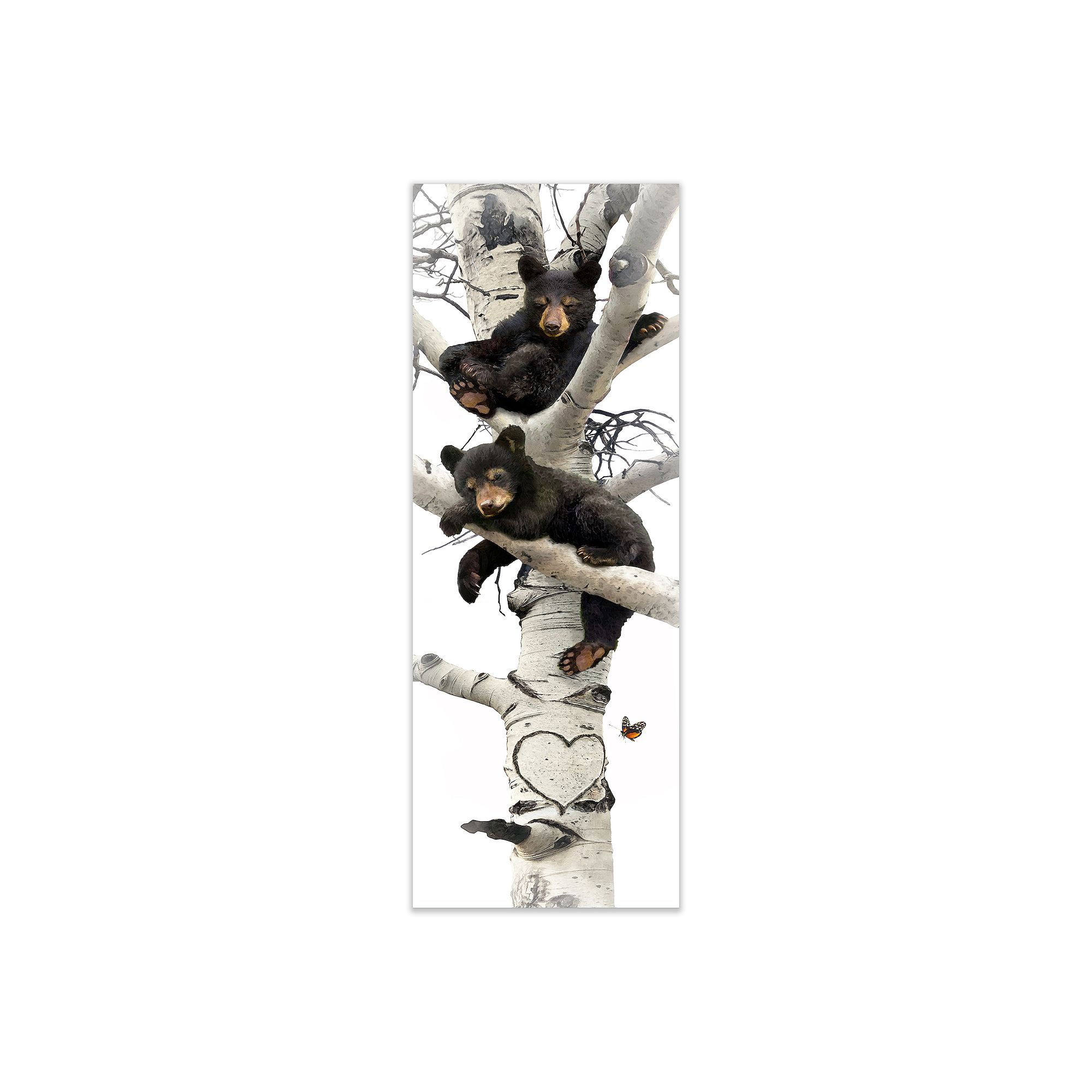 Personal-Prints Lazy Days Black Bear with Heart Wood Block Mount Wall Art, 