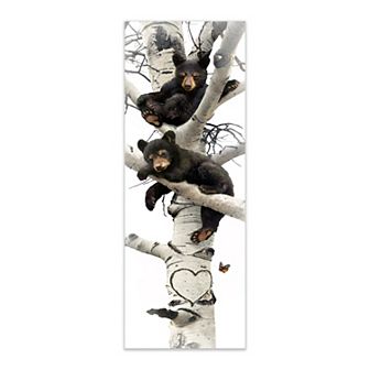 Personal-Prints Lazy Days Black Bear with Heart Wood Block Mount Wall Art