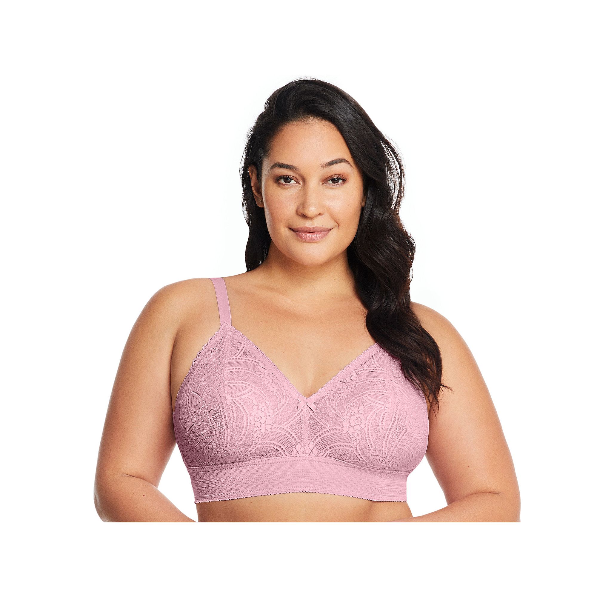 Plus Size Glamorise Full Figure Gramercy Luxe Lace Wireless Bralette 7012, 