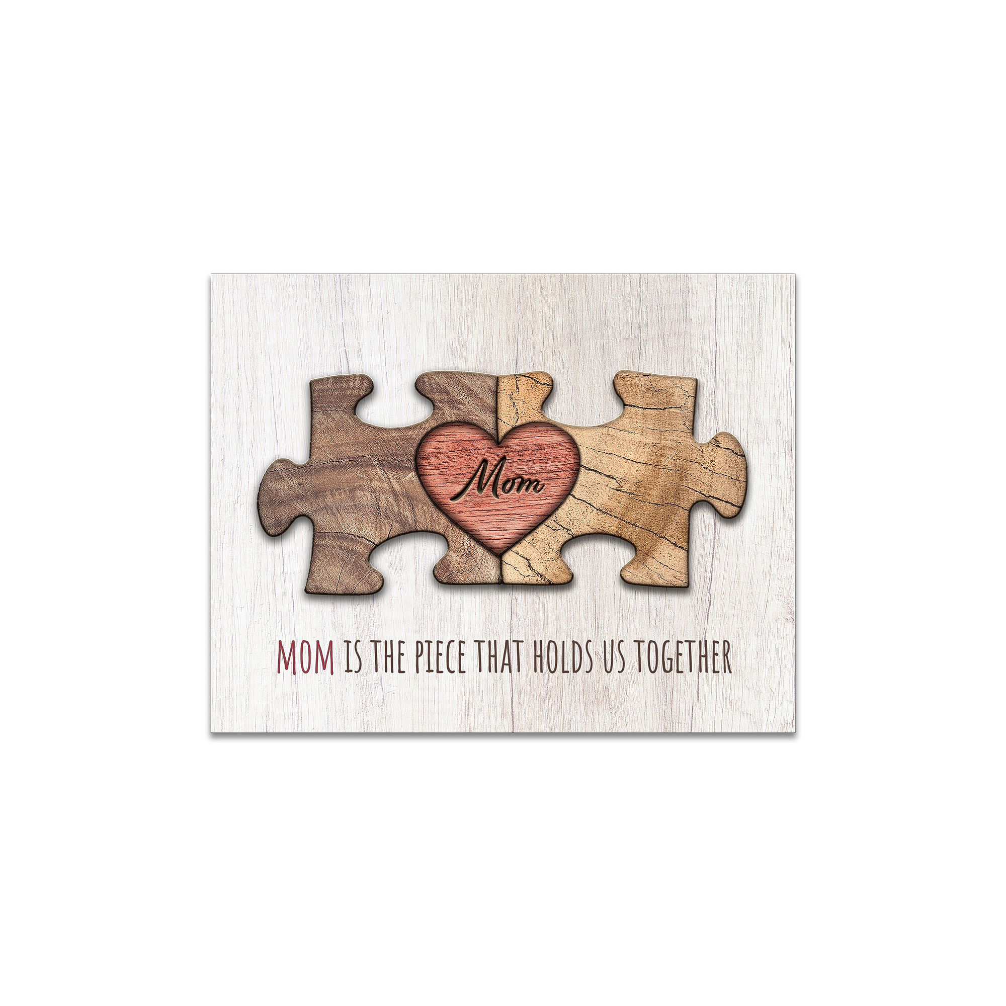 Personal-Prints MOM Puzzle Piece Wood Block Mount Wall Art, Multi