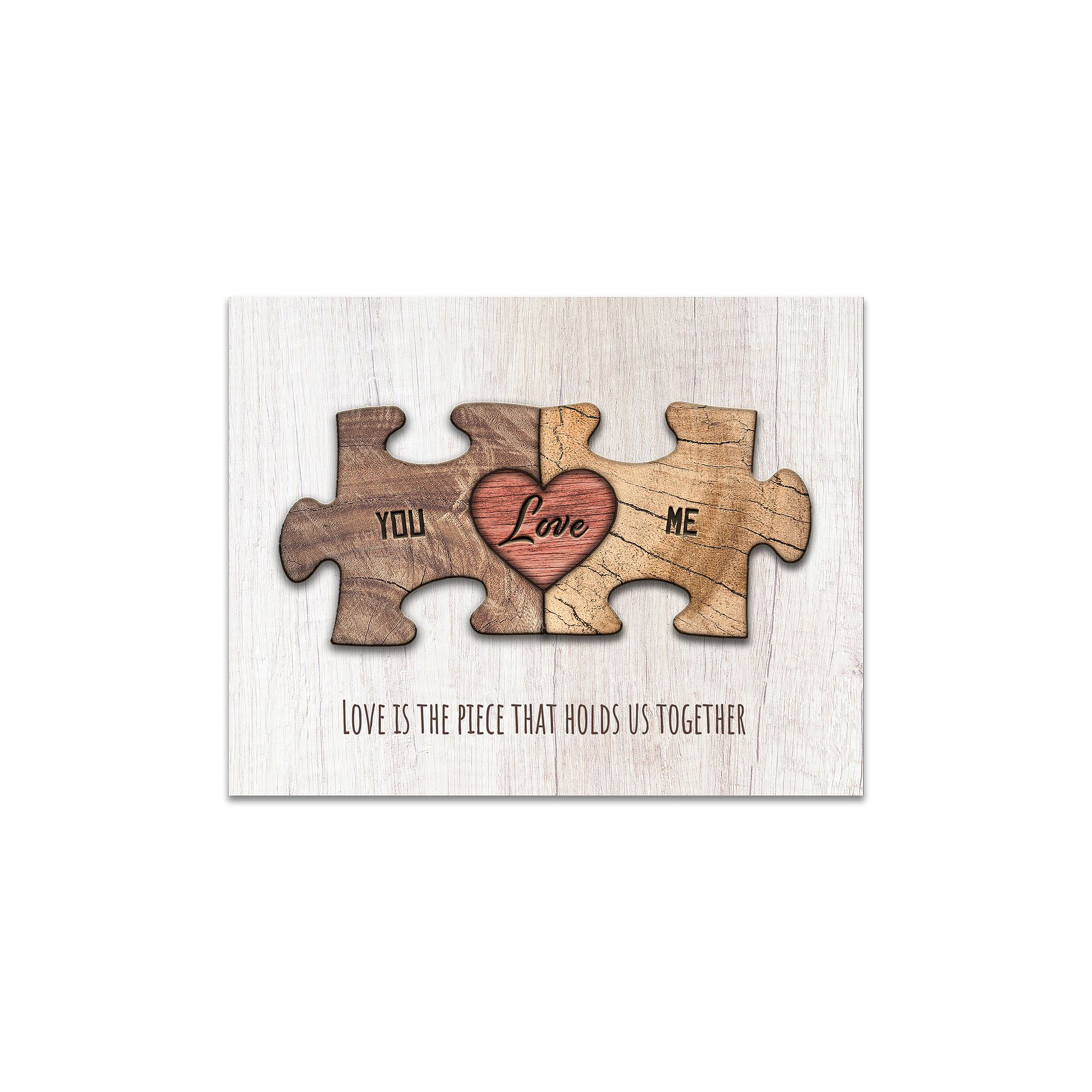 Personal-Prints LOVE Puzzle Piece Wood Block Mount Wall Art, Multi
