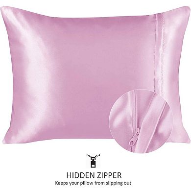 Silky Satin Pillowcase for Hair and Skin King Satin Pillowcase with Zipper (Pillowcase Set of 2)