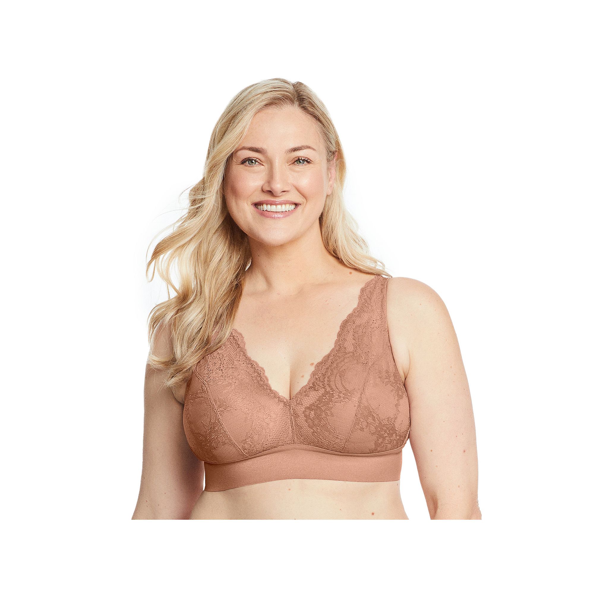 Plus Size Glamorise Full Figure Bramour Lexington Lace Plunge Wireless Bral