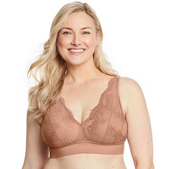 Plus Size Glamorise Full Figure Bramour Lexington Lace Plunge Wireless Bralette 7013