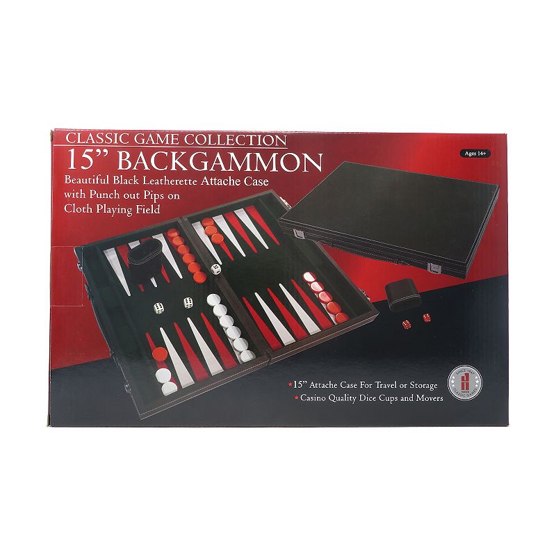 John N. Hansen Co. Classic Game Collection - 15-inch Backgammon Set, Multic