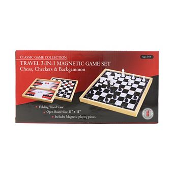 John N. Hansen Co. Classic Game Collection - Travel 3-in-1 Chess, Checkers & Backgammon Magnetic Game Set