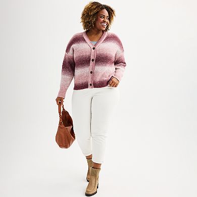Plus Size Sonoma Goods For Life® Cozy Yarn Button Front Cardigan