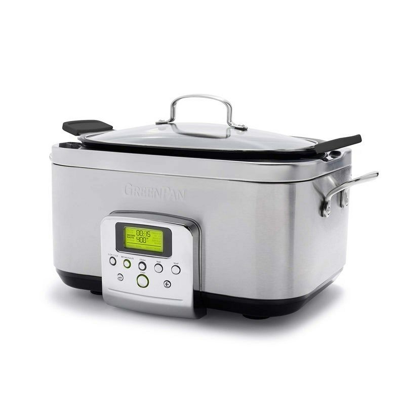 GreenPan Programmable 8-in-1 PFAS-Free Nonstick Ceramic 6-qt. Slow Cooker, Stainless