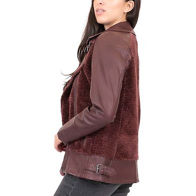 Junior's Coffee Shop Oversized Faux Leather Moto Jacket