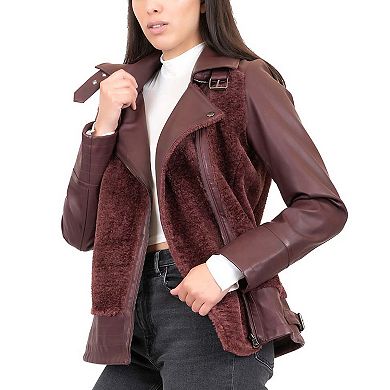 Junior's Coffee Shop Oversized Faux Leather Moto Jacket