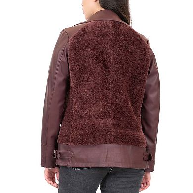 Junior's Coffee Shop Oversized Faux Leather Moto Jacket