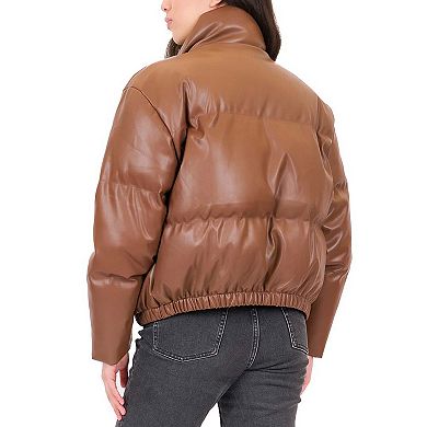 Junior's Coffee Shop Faux Leather Puffer Coat