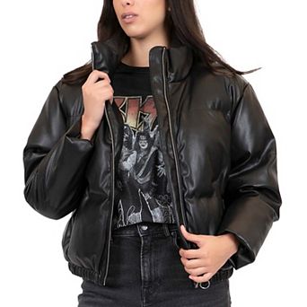 Junior's Coffee Shop Faux Leather Puffer Coat