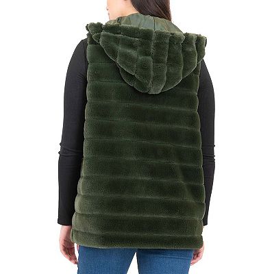 Junior s Coffee Shop Faux Fur Hooded Vest