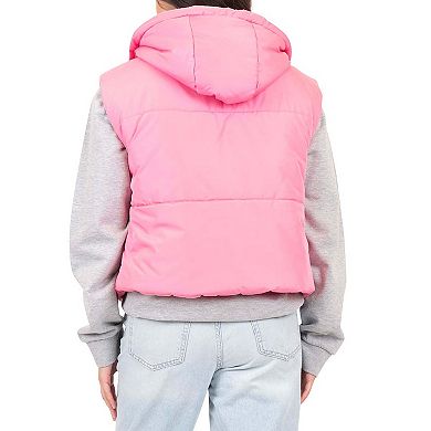 Junior's Coffee Shop Cropped Hooded Puffer Vest
