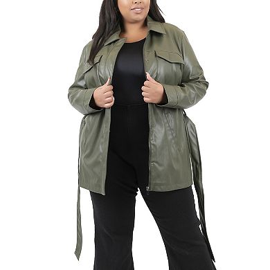 Plus Size Junior's Coffee Shop Faux Leather Jacket