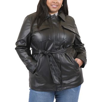 Plus Size Junior's Coffee Shop Faux Leather Jacket