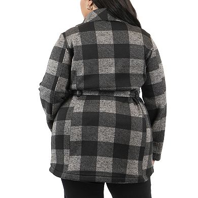 Plus Size Junior's Coffee Shop Belted Knit Wrap Jacket