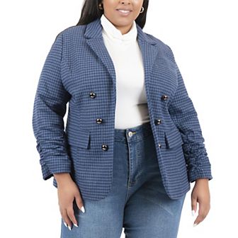 Plus Size Junior's Coffee Shop Faux Wool Blazer
