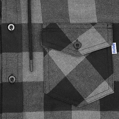 Hurley Men's Plaid Hooded Flannel Shirt