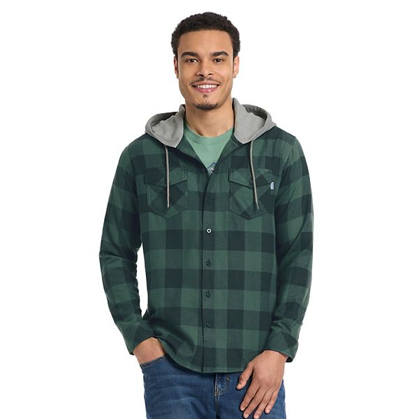 Hurley Men's Plaid Hooded Flannel Shirt