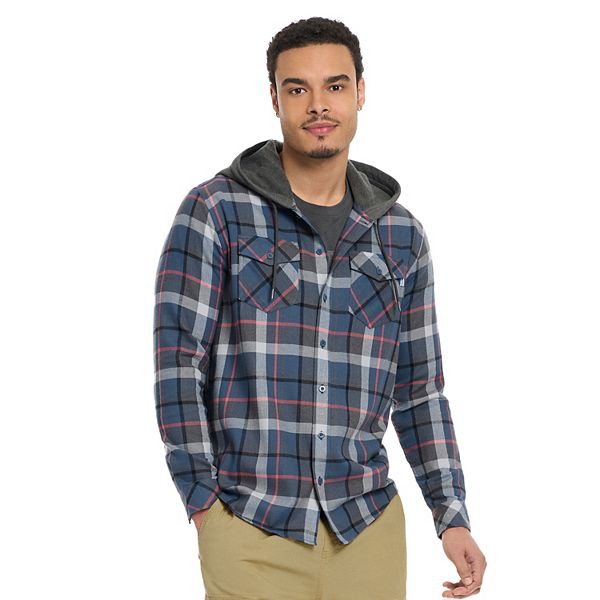 Hurley Men's Plaid Hooded Flannel Shirt