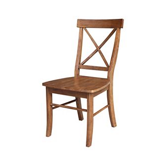 International Concepts Solid Wood X-Back Dining Chair 2 pc Set