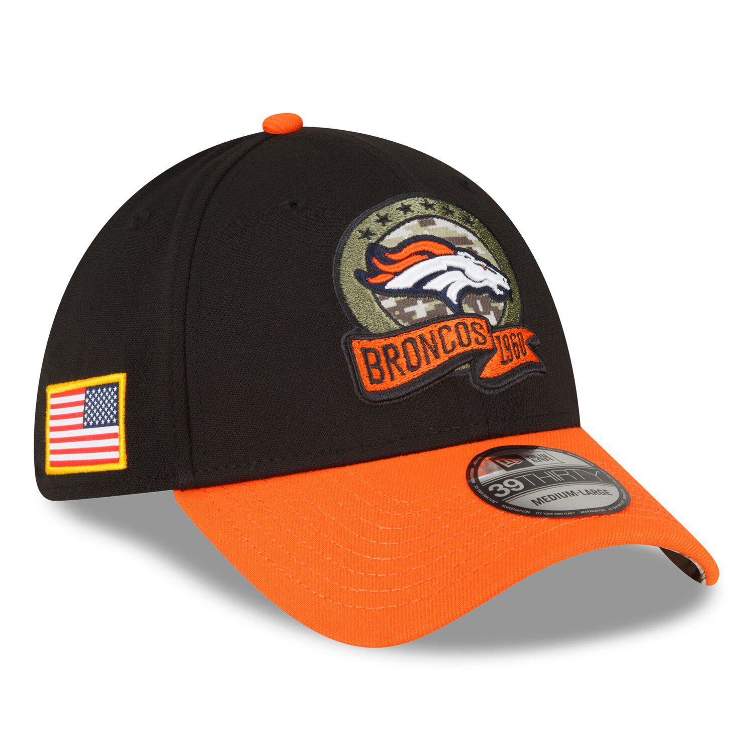 Denver Broncos New Era Flawless Stripe 39THIRTY Flex Hat - Black