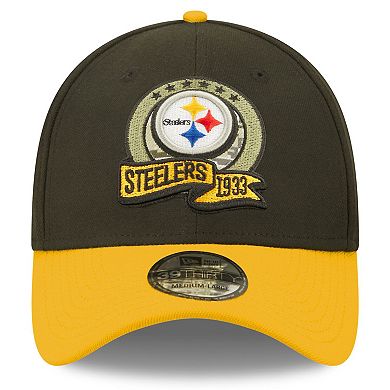 Men's New Era Black/Yellow Pittsburgh Steelers 2022 Salute To Service 39THIRTY Flex Hat