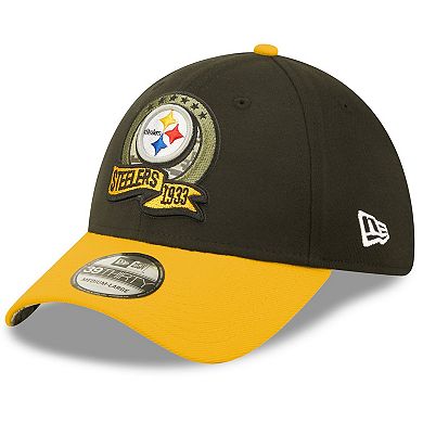 Men's New Era Black/Yellow Pittsburgh Steelers 2022 Salute To Service 39THIRTY Flex Hat