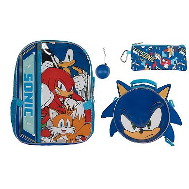 Sonic The Hedgehog 5 Piece Backpack & Lunch Box Set