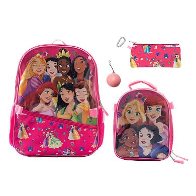 Disney Princess 5 Piece Backpack & Lunch Box Set