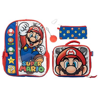 Super Mario Bros. 5 Piece Backpack Lunch Box Set