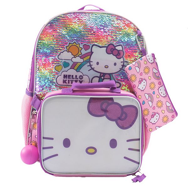 Hello Kitty Backpack and Lunch Box Set for Kids Boys Girls - 5 PC 16 Kitty Backpack, Lunch Bag, Water Bottle, and More