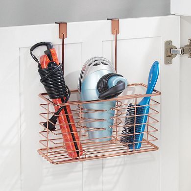 mDesign Steel Over Cabinet/Door Hair Dryer Storage Organizer Holder