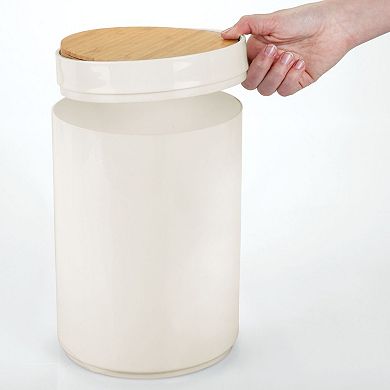 mDesign Plastic Round Trash Can Small with Swing-Close Lid - Black/Natural