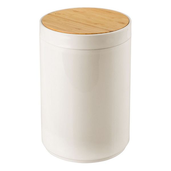 mDesign Plastic Round Trash Can Small with SwingClose Lid Black/Natural