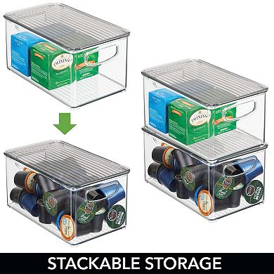 mDesign 10" x 6" x 5" Deep Plastic Bathroom Storage Box with Lid/Handles, 2 Pack