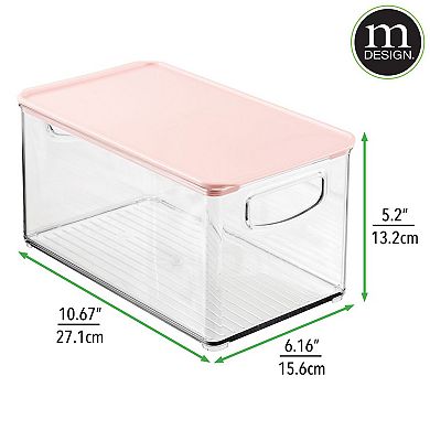 mDesign 10" x 6" x 5" Deep Plastic Bathroom Storage Box with Lid/Handles, 2 Pack