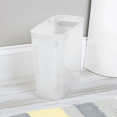 mDesign Plastic Small 1.5 Gallon/5.7 Liter Trash Can with Handles, 2 Pack, Frost