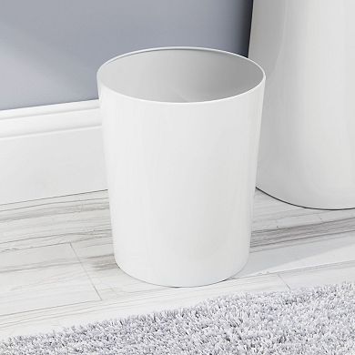 mDesign 2 Piece Plastic Bathroom Set, Bowl Brush and Trash Can - White