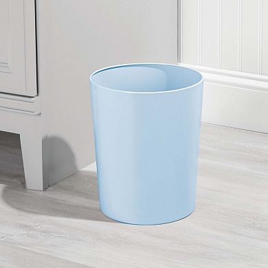 mDesign Round Metal 1.7 Gallon Trash Wastebasket/Recycle Can, 2 Pack, Dark Gray