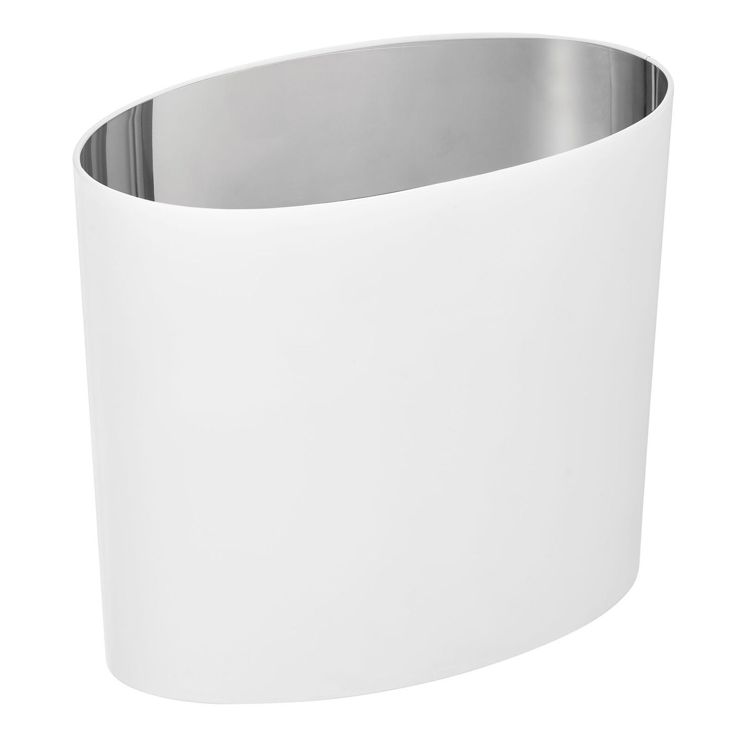 MDesign Metal Oval Trash Can - 1.8 Gallon Small Wastebasket For Bathroom, Bedroom, Black