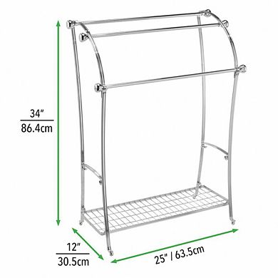 mDesign Large Freestanding Metal Bathroom 3-Tier Towel Rack Shelf, Chrome