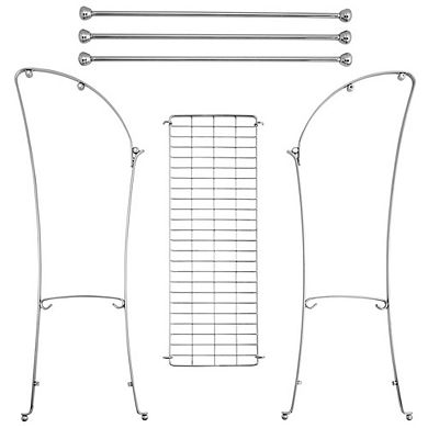 mDesign Large Freestanding Metal Bathroom 3-Tier Towel Rack Shelf, Chrome