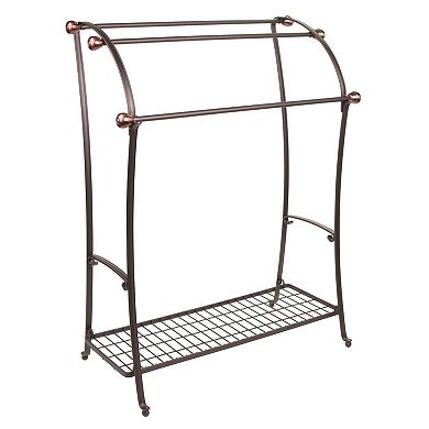 mDesign Large Freestanding Metal Bathroom 3-Tier Towel Rack Shelf, Chrome