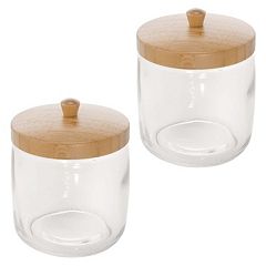 mDesign Large Plastic Modern Bathroom Apothecary Jar, 2 Pack, Clear/Matte  Satin 