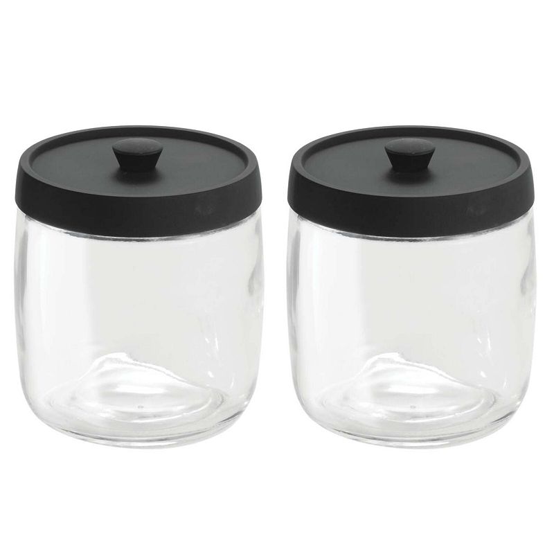 Glass Vanity Canisters with Gold Lids, Mason Jar Bathroom Set (3 Pack) 