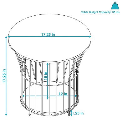 Sunnydaze Wire Pedestal End Table with MDF Pull-Open Tabletop